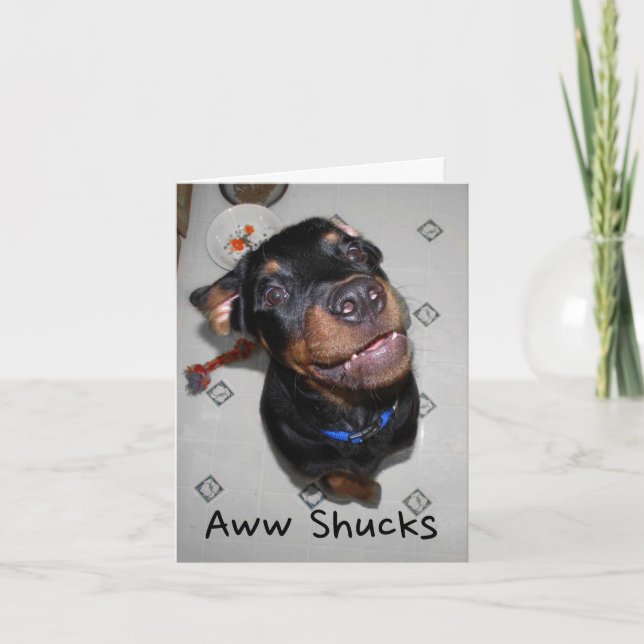 Cartão De Agradecimento Smiling Rottweiler Puppy Thank You Note Card (Frente)