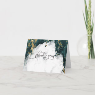 Cartão De Agradecimento Smokey Teal Aquarela Geodo BarefootBride™
