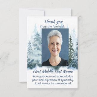 Cartão De Agradecimento Snow Covered Forest Memorial Custom Thank you
