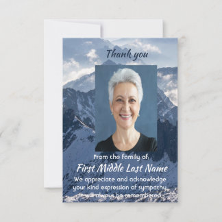 Cartão De Agradecimento Snow Covered Mountain Memorial Custom Thank you