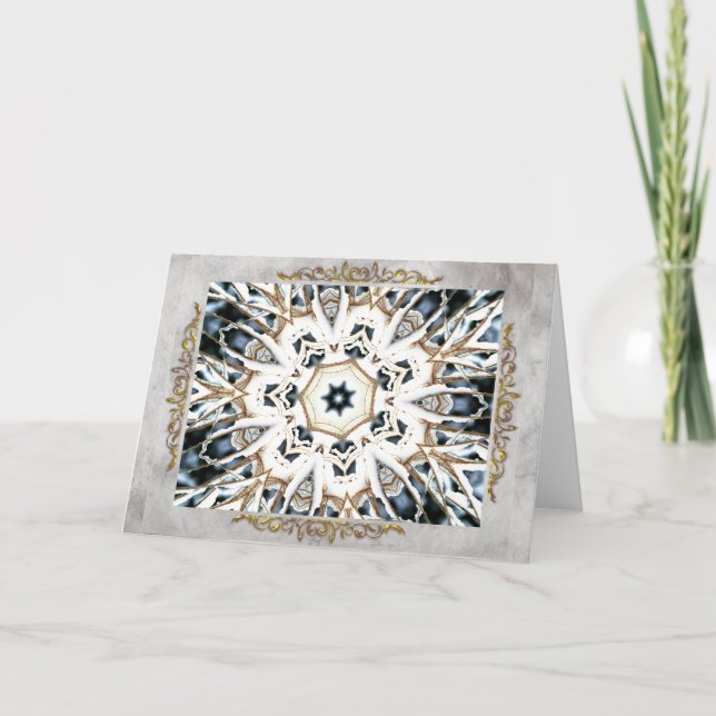 Cartão De Agradecimento Snow Web com Flouramento Dourado (Frente)