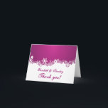 Cartão De Agradecimento Snowflake fuchsia winter wedding Thank You<br><div class="desc"></div>