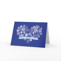Snowflake Heart Winter Wedding Thank You Card