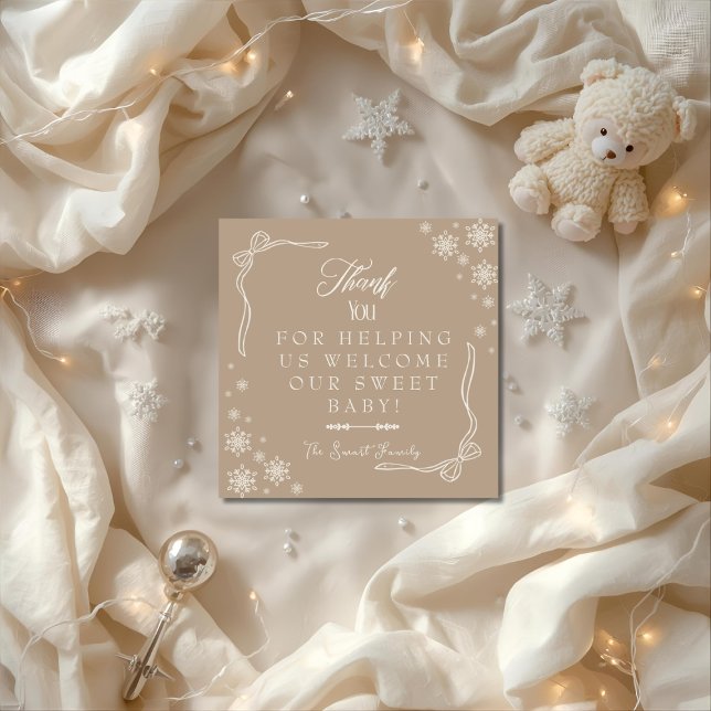 Cartão De Agradecimento Snowflake Taupe  Labor & Delivery NICU Hospital   (Snowflake Taupe Labor & Delivery NICU Hospital Thank You Card)