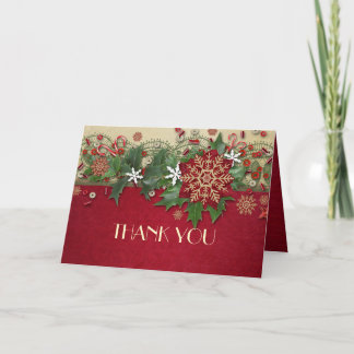 Cartão De Agradecimento Snowflakes Christmas Ornaments Thank you card