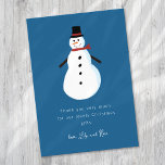 Cartão De Agradecimento Snowman Kids Christmas<br><div class="desc">Um cartões de agradecimentos de Natal moderno</div>