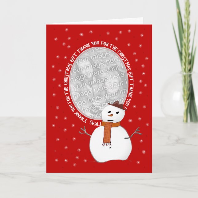 Cartão De Agradecimento Snowman Thank You For Christmas Gift Photo Card (Frente)