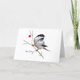Cartão De Agradecimento Snowy Chickadee Natal