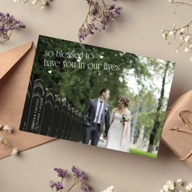 Cartão De Agradecimento So Blessed Wedding Photo Thank You Card (Criador carregado)