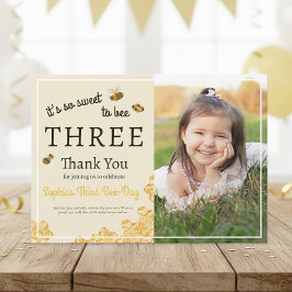Cartão De Agradecimento So Sweet To Bee Three 3rd Birthday Honey Bee Photo