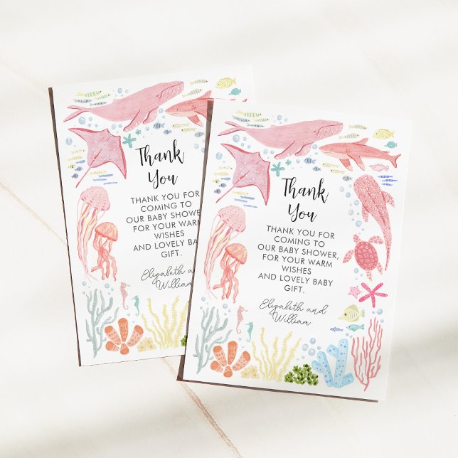 Cartão De Agradecimento Sob o Chá de fraldas da Garota do Mar (Criador carregado)