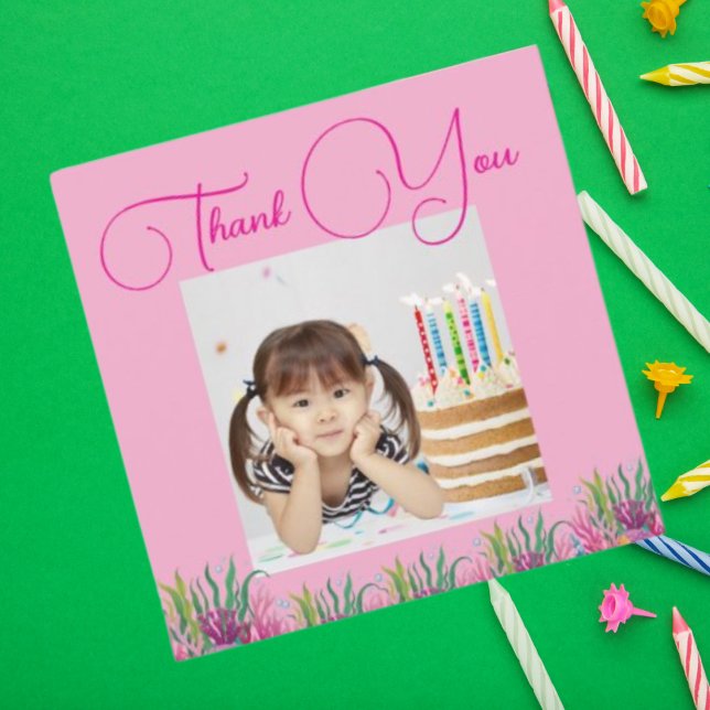 Cartão De Agradecimento Sob O Mar, Foto Da Mereia Mágica, Aniversário (Criador carregado)