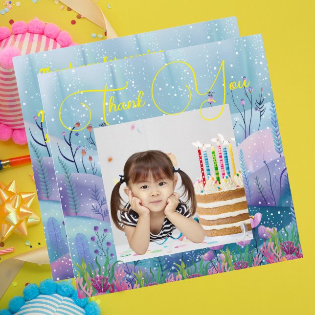 Cartão De Agradecimento Sob O Mar, Foto Da Mereia Mágica, Aniversário (Criador carregado)