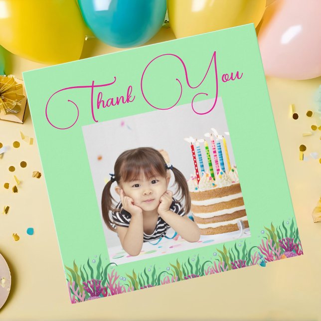 Cartão De Agradecimento Sob O Mar, Foto Da Mereia Mágica, Aniversário (Criador carregado)