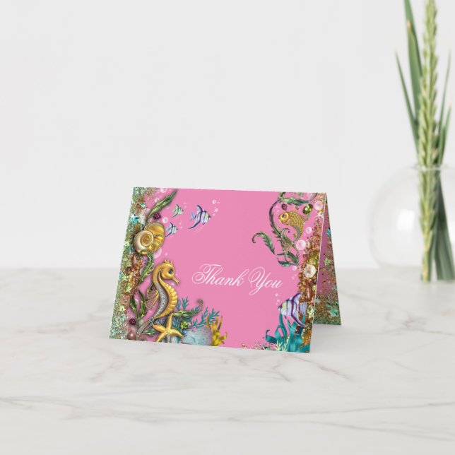 Cartão De Agradecimento Sob o Mar Obrigado (Frente)