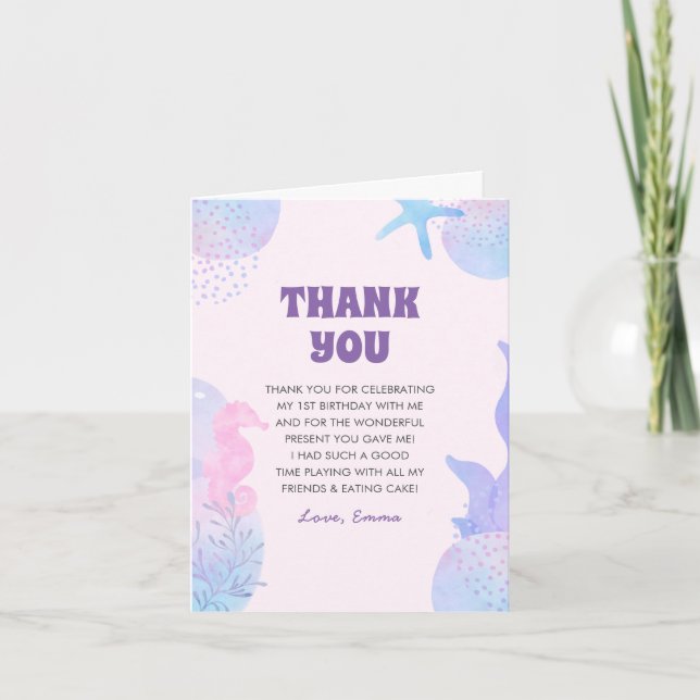 Cartão De Agradecimento Sob o mar Sereia (Frente)