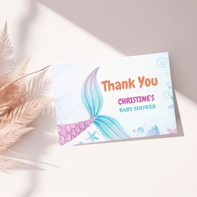 Cartão De Agradecimento Sob o partido Sea Mermaid Chá de fraldas (Criador carregado)