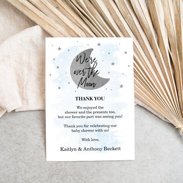 Cartão De Agradecimento Sobre A Lua | Chá de fraldas para rapazes (Criador carregado)