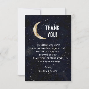 Cartão De Agradecimento Sobre O Chá de fraldas Tema Da Lua Obrigado Cartõe