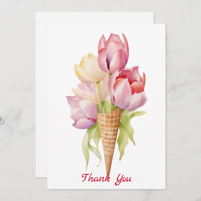 Cartão De Agradecimento Sobremesa de flores de chicote (Frente/Verso)