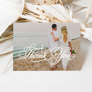 Cartão De Agradecimento Sobreposição de Foto de Casamento com Letra de Cal