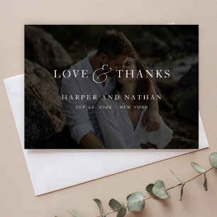 Cartão De Agradecimento Sobreposição de Foto de Casamento com Roteiro Clás