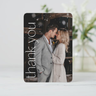 Cartão De Agradecimento Sobreposição de Foto Moderna Mensagem de Casamento
