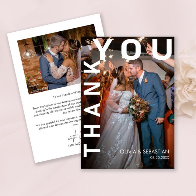 Cartão De Agradecimento Sobreposição de texto branco simples moderno foto  (Criador carregado)