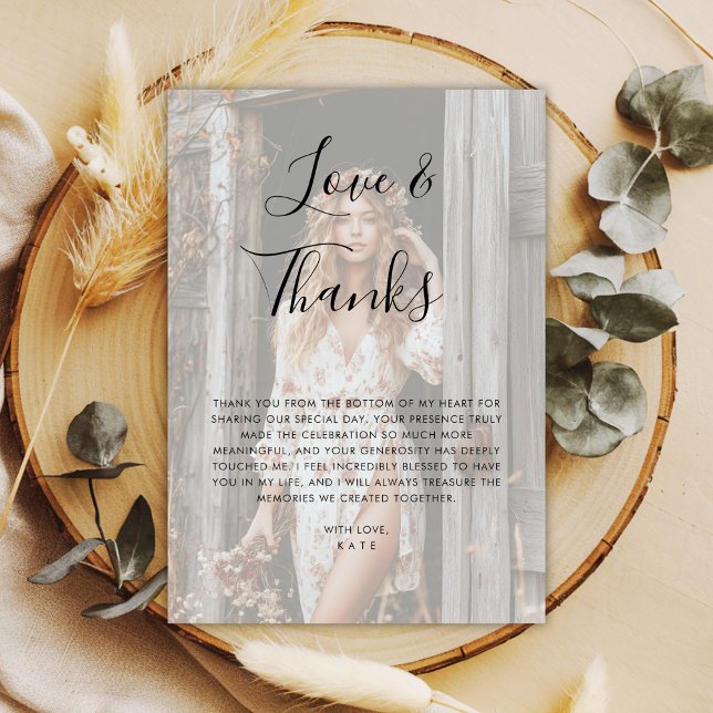 Cartão De Agradecimento Sobreposição de Vellum Foto Chá de Noiva Amor & Ag (Criador carregado)