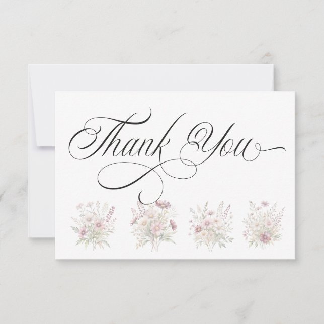 Cartão De Agradecimento Soft Blooms Spring Floral Thank You Card (Frente)