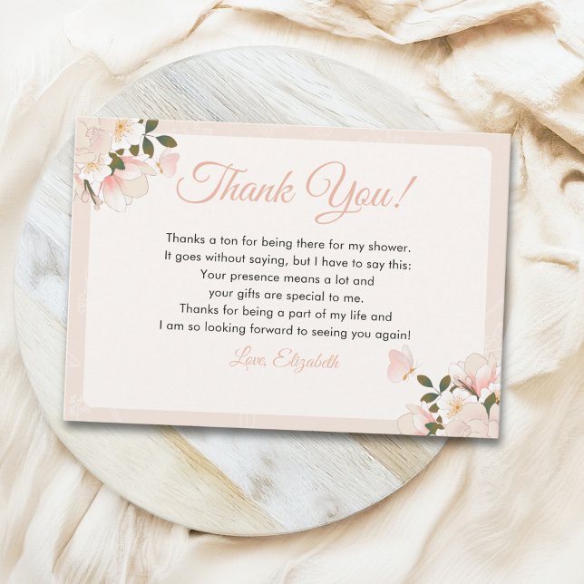 Cartão De Agradecimento Soft Blush Floral-Themed Bridal Shower (Criador carregado)