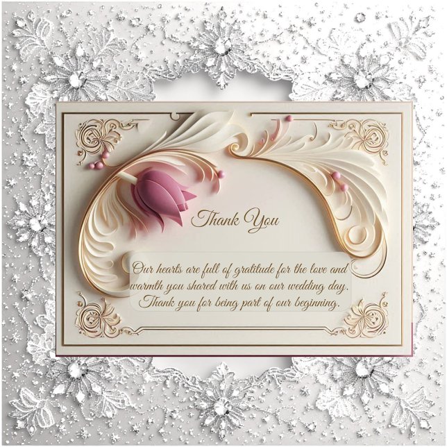 Cartão De Agradecimento Soft Gold Baroque Grandeur with Tulip Floral Swirl (Soft Gold Baroque Grandeur with Tulip Floral Swirl Thank You Card)