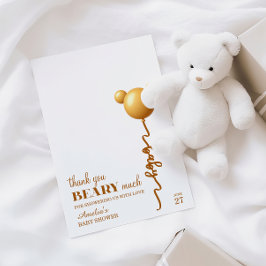 Cartão De Agradecimento Soft Gold Bear Balloon Beary Thanks Neutral