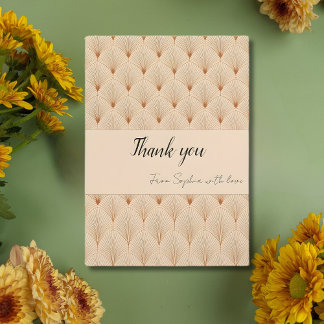 Cartão De Agradecimento Soft Neutral Art Deco Thank You Card (Custom Text)