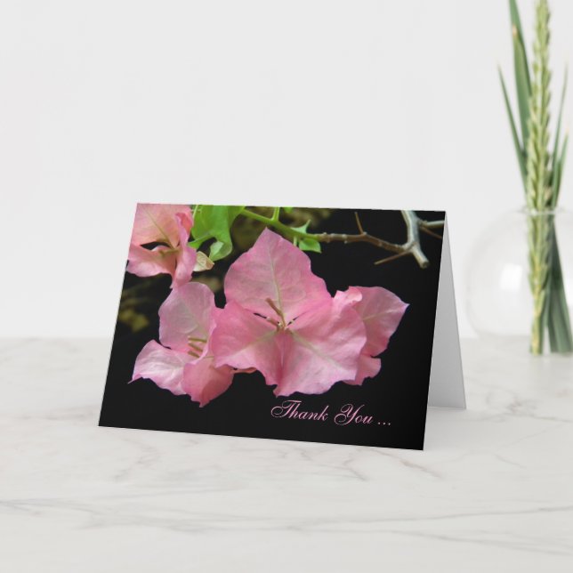 Cartão De Agradecimento Soft Pink Bouganvilla Thank You Card (Frente)