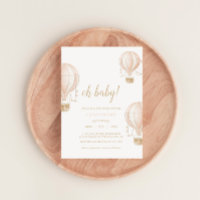 Soft-Pink Hot Air Balloon Baby Shower Invitation