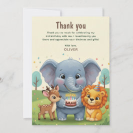 Cartão De Agradecimento Soft Woodland Animals Storybook Birthday