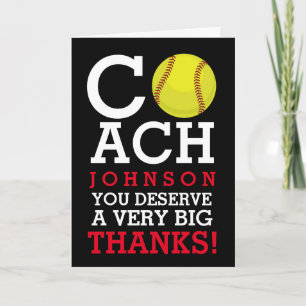 Cartão De Agradecimento Softball Coach Custom Name Thank You