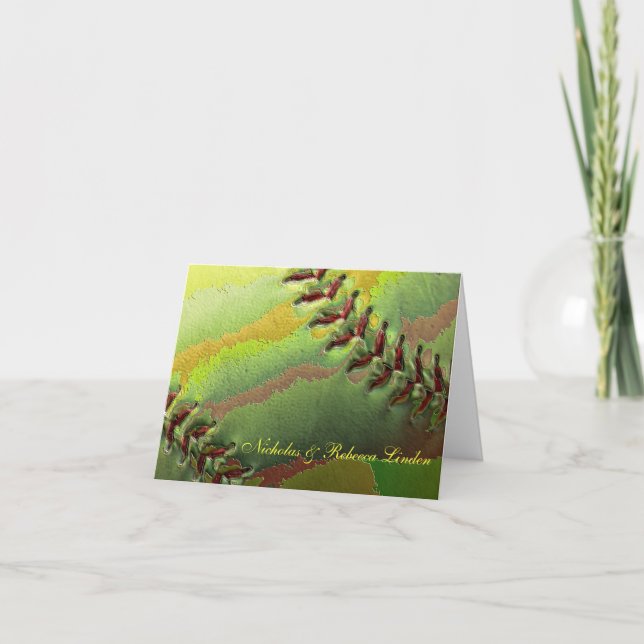 Cartão De Agradecimento Softball Sports Wedding Theme Thank You Card (Frente)