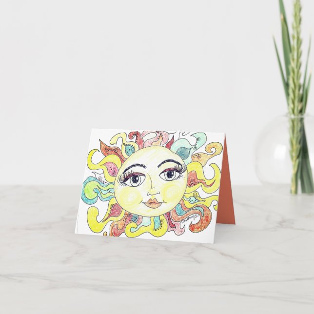 Cartão De Agradecimento Sol de verão  (Frente)