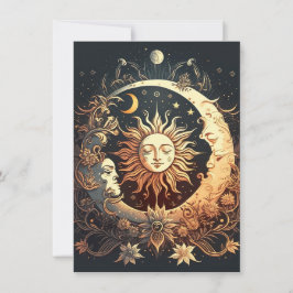 Cartão De Agradecimento Solar e Lua Celestial