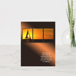 Cartão De Agradecimento solidariedade do veleiro por sol Obrigado da famí