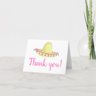 Cartão De Agradecimento Sombrero Personalizado com Borla Rosa Verde Femini