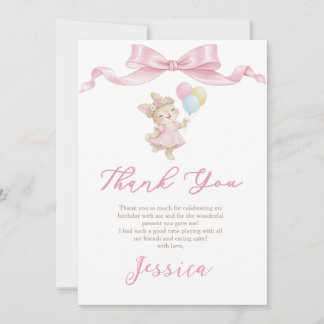 Cartão De Agradecimento Some Bunny Girl Pink is Turning One Birthday