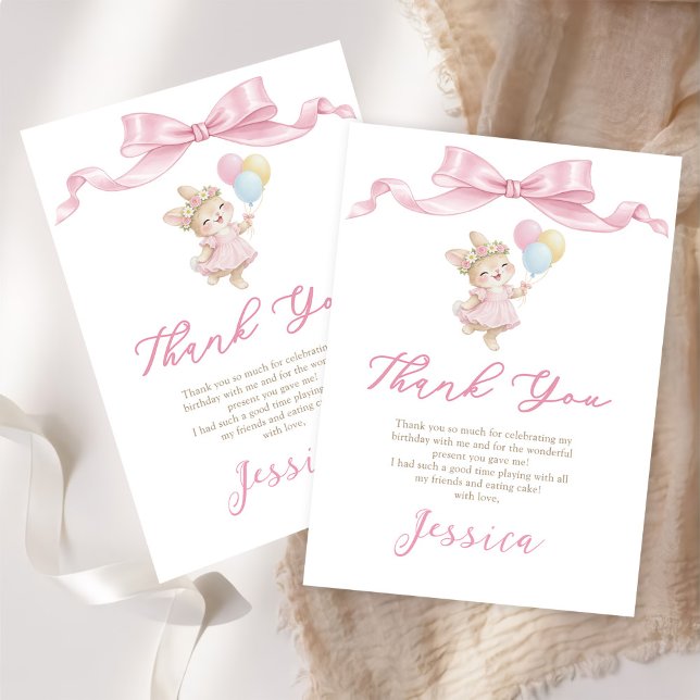 Cartão De Agradecimento Some Bunny Girl Pink is Turning One Birthday (Criador carregado)