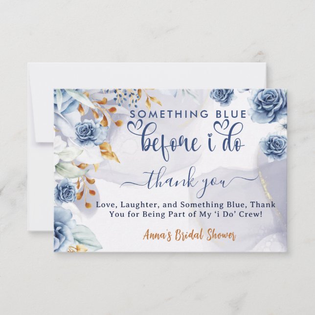 Cartão De Agradecimento Something Blue Before I Do Bridal Shower Floral (Frente)