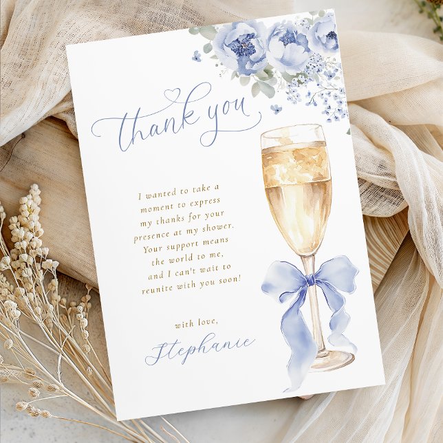 Cartão De Agradecimento Something Blue Floral Bridal Shower Thank You Card (Criador carregado)