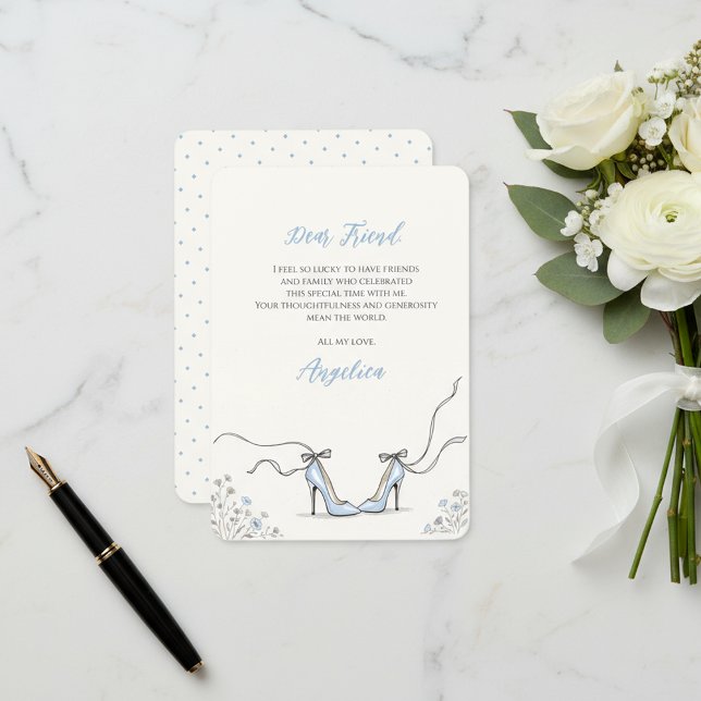 Cartão De Agradecimento Something Blue Heels Bridal Shower (Something Blue Heels Bridal Shower Thank You Card
)