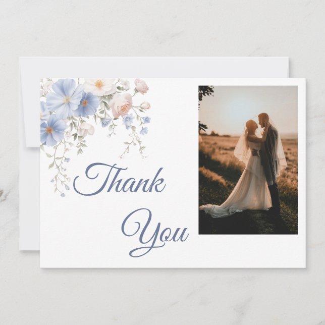 Cartão De Agradecimento Something Blue Photo Thank You Card (Frente)