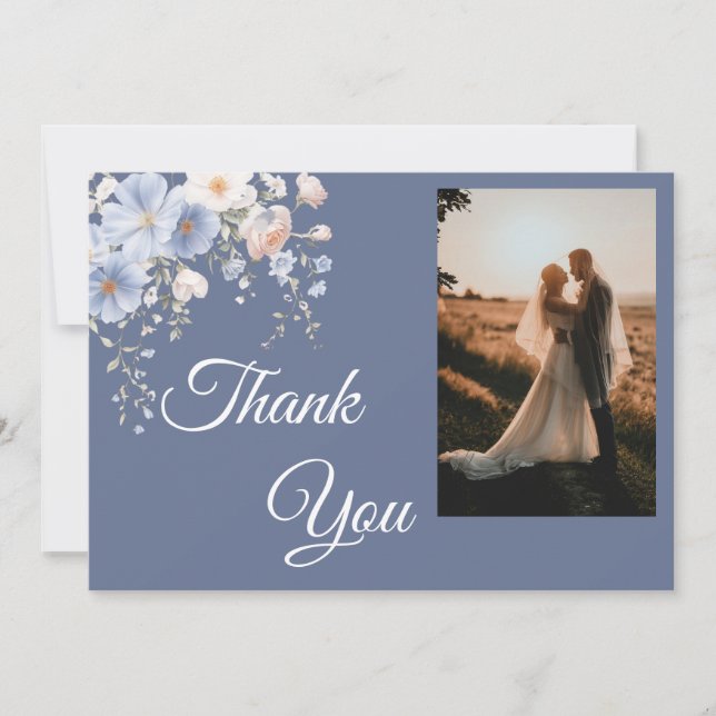 Cartão De Agradecimento Something Blue Photo Thank You Card (Frente)